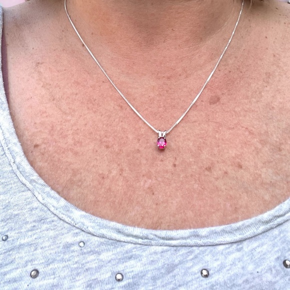 Handcrafted Ruby Pendant Sterling Silver 925 , July Birthstone, 40th Anniversary - Picture 3 of 9